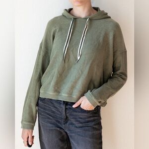 Aerie Oversized Sage Green Ribbed Hoodie